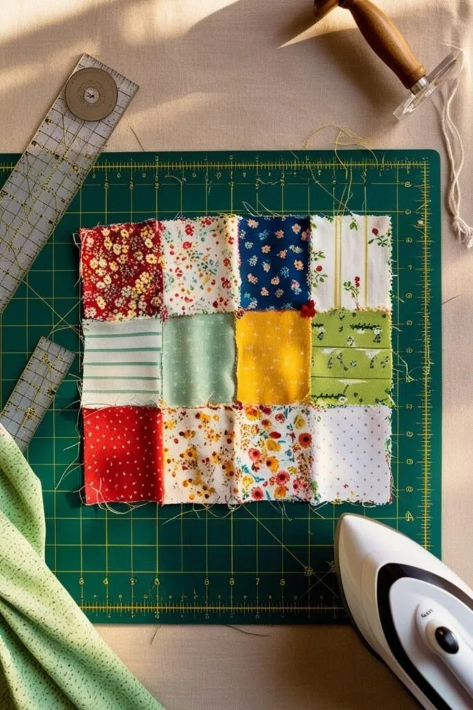 Learn this easy straight edge stitching technique to use up your fabric stash! Ideal for beginners, this patchwork method lets you piece together fabric scraps with no measuring. Start your next scrappy sewing project today!