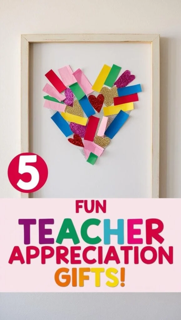 Looking for unique teacher gifts that come straight from the heart? This kid-made heart collage is bright, personal, and full of character. Framed and ready to hang, it’s the perfect handmade thank you gift for Teacher Appreciation Week or end-of-year classroom celebrations. A thoughtful keepsake that adds color and love to any space.