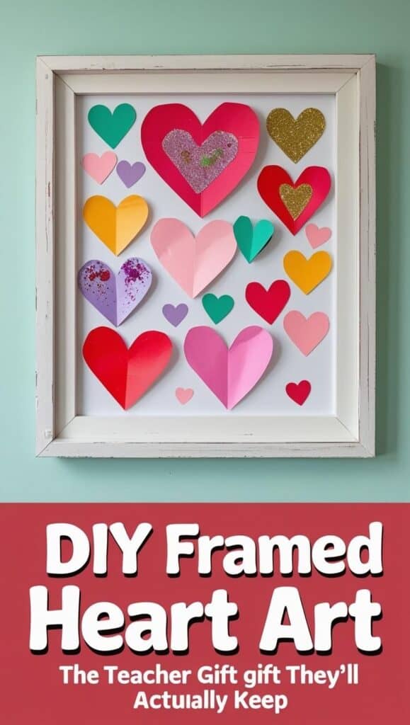 This handmade heart art is a unique DIY gift for teachers that truly shines. Crafted with kids' drawn hearts, it’s a heartfelt and personalized project under $5, making it a cherished classroom keepsake. Ideal for Teacher Appreciation Week, end-of-year thank-yous, or just because, teachers love meaningful gifts they can display—and this one they'll proudly showcase!