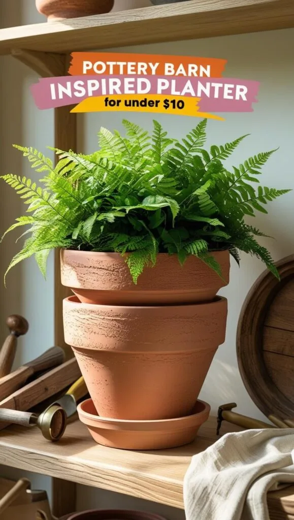 Get the terracotta look with this budget-friendly planter hack! Using two plastic pots and a textured paint trick, you’ll create a faux terracotta piece that looks high-end. Keywords: DIY planter ideas, faux terracotta, classy interior design, planter crafts.