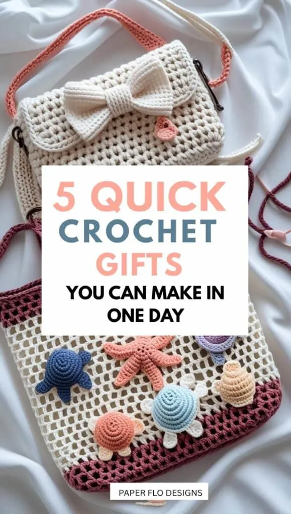 No time? No problem. These quick crochet gift ideas are perfect for busy crafters who still want to give handmade. You&rsquo;ll learn how to make mini crochet bags, appliqu&eacute; totes, and small accessories in under 24 hours. These projects are fun, fast, and ideal for birthdays, holidays, or last-minute thank-you gifts. A must-pin for crochet lovers!