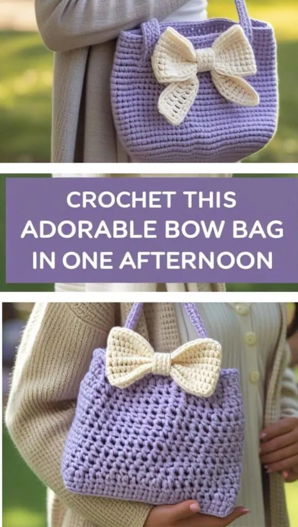 Looking for small crochet gifts that are cute and quick? This bow bag is the perfect DIY crochet gift idea for beginners. Made with simple stitches, it&rsquo;s stylish enough for everyday wear and easy enough to complete in a day. Add your favorite color combo and give it as a thoughtful handmade present. Great for those wanting quick crochet gifts to sell or share!