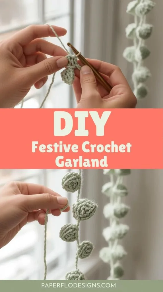 This DIY crochet Christmas garland is made using simple stitches and repeated sections, making it perfect for beginner crochet projects. If you’re searching for crochet christmas decorations free pattern tutorials that don’t feel overwhelming, this one is a must-save. Use it as a festive tree garland, shelf decor, or even a photo backdrop during the holidays.