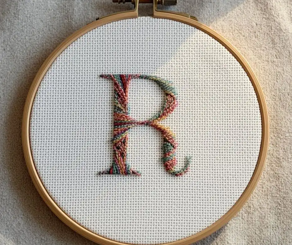 Beginner needlepoint ideas like a single monogram letter are perfect for learning basic stitches without feeling overwhelmed. This simple initial design is stitched on beginner-friendly canvas and focuses on clean lines, even tension, and consistent coverage. Monogram needlepoint projects are great for practicing continental or basketweave stitch while creating personalized decor or gifts that feel timeless and handmade.