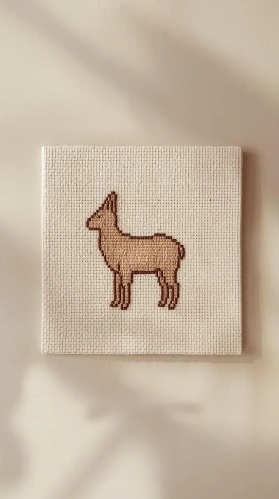 Small animal motifs are a fun way to learn needlepoint without overwhelming detail. A single animal or alphabet animal design keeps the project small while still teaching you how shapes form on canvas. These designs pair well with a cozy needlepoint aesthetic and often feel more playful and modern than traditional floral designs.