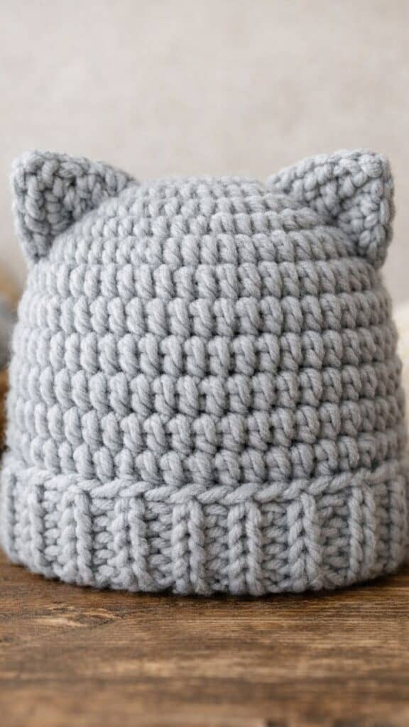 Cozy cat ear beanie crochet pattern you can actually make in one afternoon. This simple crochet beanie is perfect for beginners who want a cute and wearable project. The chunky yarn gives it that soft, trendy look everyone loves right now. Great for gifts, craft fairs, or everyday wear. If you&rsquo;ve been looking for easy crochet hat ideas, this one is a must-try.