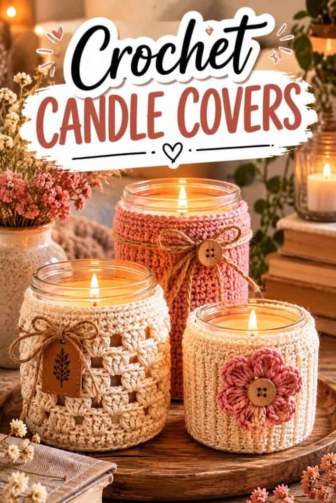 Crochet candle covers instantly make simple jar candles look warm, cozy, and handmade. These crochet candle sleeve ideas are perfect for home decor, spa gifts, holiday baskets, or relaxing self-care nights. I love how textured crochet stitches transform ordinary candles into beautiful decorative pieces. If you’re looking for beginner crochet gifts that feel stylish and expensive, these crochet candle cover ideas are quick, easy, and perfect for cozy home lovers.