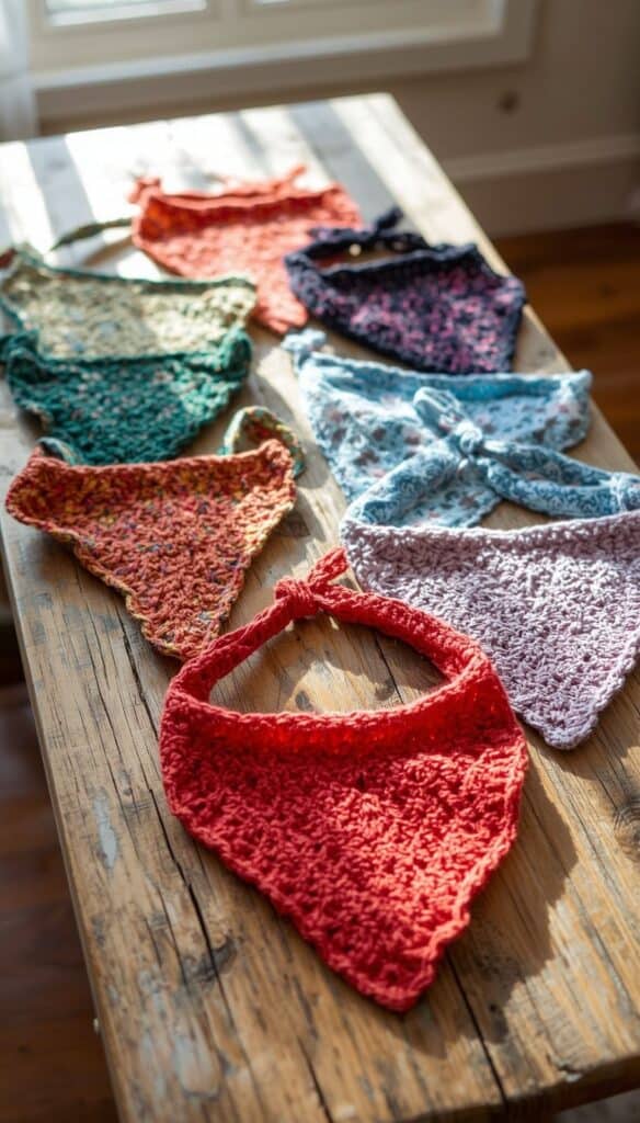Colorful crochet pet bandanas are a fun and profitable addition to any handmade business. They appeal to dog lovers, make excellent gifts, and can be customized for holidays, sports teams, or special occasions. Because they work up quickly and use small amounts of yarn, they're ideal for craft fair inventory and Etsy shops. Add pet accessories to your crochet lineup and you may discover an entirely new customer base.
