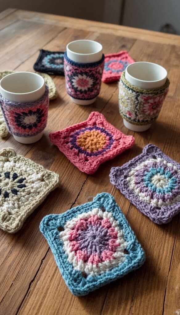 Love making quick crochet projects? These colorful crochet cup cozies and matching coasters are perfect for Etsy sellers and craft fairs. Small crochet items like these work up fast, use minimal yarn, and make great handmade gifts. Pair cup cozies with mugs or gift baskets to increase your average order value. If you're looking for profitable crochet projects that actually sell, this beginner-friendly idea deserves a spot in your product line.