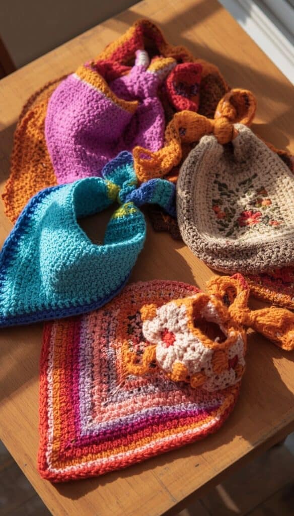 Crochet pet bandanas are one of the most overlooked yet profitable crochet niches. Pet owners love spoiling their furry family members, making these colorful accessories ideal for Etsy shops and craft fairs. They're quick to make, easy to customize for seasons and holidays, and require very little yarn. If you're searching for crochet projects that actually sell, pet accessories can help you stand out from other handmade sellers.